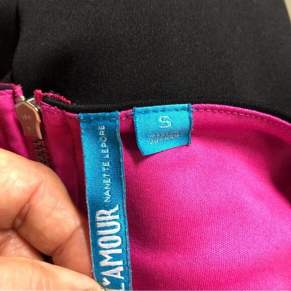 L❤️Amour Nanette Lepore Women’s Black Dress Sleeveless Hot Pink Accent - Picture 6 of 9